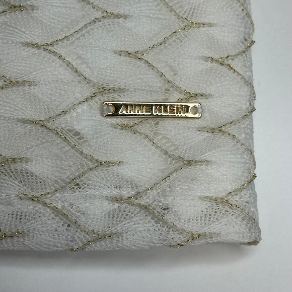 NWT Anne Klein White Gold Textured Knit Blouse Womens Size Petite Medium PM NEW - Picture 8 of 12